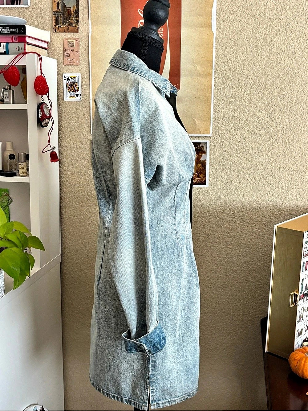 NWOT Blue Revival Color Block Denim & Faux Leather Dress Size XS - Picture 4 of 9